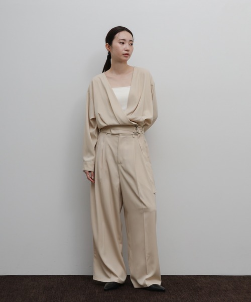 select MOCA Et(セレクトモカエト)の「【Et】Two-Tuck Wide Strech Pants(スラックス・レディース・ブラック/ベージュ・MEDIUM/LARGE)」の7枚目の写真
