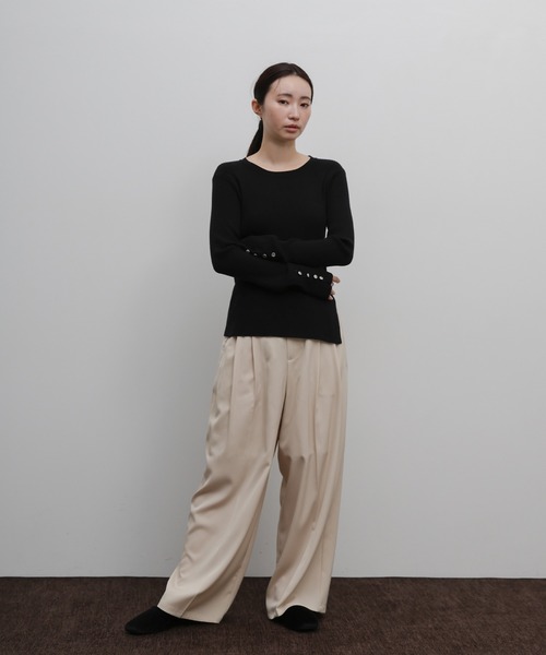 select MOCA Et(セレクトモカエト)の「【Et】Two-Tuck Wide Strech Pants(スラックス・レディース・ブラック/ベージュ・MEDIUM/LARGE)」の20枚目の写真