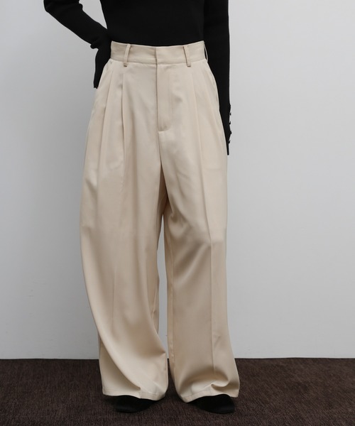 select MOCA Et(セレクトモカエト)の「【Et】Two-Tuck Wide Strech Pants(スラックス・レディース・ブラック/ベージュ・MEDIUM/LARGE)」の15枚目の写真