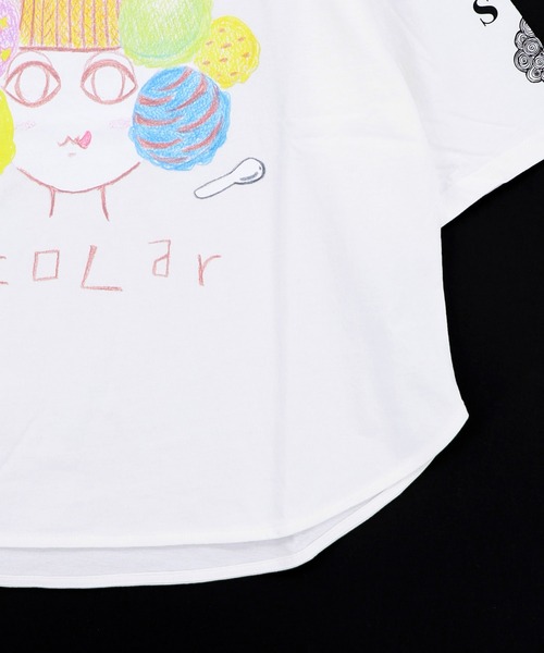 ScoLar(スカラー)の「162679:【イラスト募集】頭の中はアイスクリームでいっぱい柄Tシャツ(Tシャツ/カットソー・レディース・オフホワイト/チャコールグレー・M)」の9枚目の写真