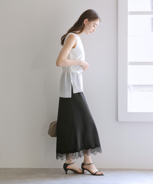 La TOTALITE(ラトータリテ)の「【洗える】ヘムレースマーメイドスカート(スカート・レディース・ブラック/ベージュ・36/38)」の9枚目の写真