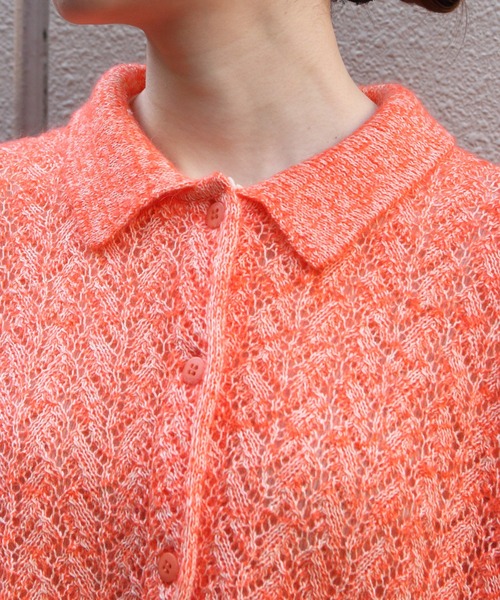 MEYAME(メヤメ)の「MEYAME/メヤメ ウールレースニットカーディガン WOOL LACE KNIT CARDIGAN MEY-2527(カーディガン/ボレロ・レディース・オレンジ/ブルー・FREE)」の12枚目の写真