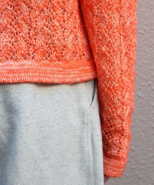 MEYAME(メヤメ)の「MEYAME/メヤメ ウールレースニットカーディガン WOOL LACE KNIT CARDIGAN MEY-2527(カーディガン/ボレロ・レディース・オレンジ/ブルー・FREE)」の14枚目の写真