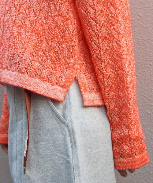 MEYAME(メヤメ)の「MEYAME/メヤメ ウールレースニットカーディガン WOOL LACE KNIT CARDIGAN MEY-2527(カーディガン/ボレロ・レディース・オレンジ/ブルー・FREE)」の15枚目の写真