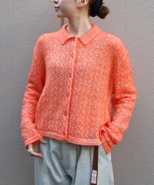 MEYAME(メヤメ)の「MEYAME/メヤメ ウールレースニットカーディガン WOOL LACE KNIT CARDIGAN MEY-2527(カーディガン/ボレロ・レディース・オレンジ/ブルー・FREE)」の16枚目の写真