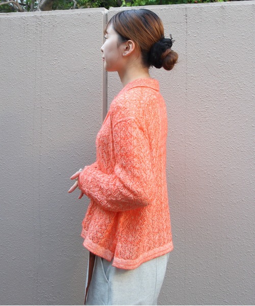 MEYAME(メヤメ)の「MEYAME/メヤメ ウールレースニットカーディガン WOOL LACE KNIT CARDIGAN MEY-2527(カーディガン/ボレロ・レディース・オレンジ/ブルー・FREE)」の17枚目の写真