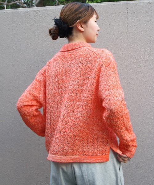 MEYAME(メヤメ)の「MEYAME/メヤメ ウールレースニットカーディガン WOOL LACE KNIT CARDIGAN MEY-2527(カーディガン/ボレロ・レディース・オレンジ/ブルー・FREE)」の18枚目の写真