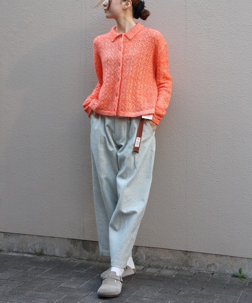 MEYAME(メヤメ)の「MEYAME/メヤメ ウールレースニットカーディガン WOOL LACE KNIT CARDIGAN MEY-2527(カーディガン/ボレロ・レディース・オレンジ/ブルー・FREE)」の19枚目の写真