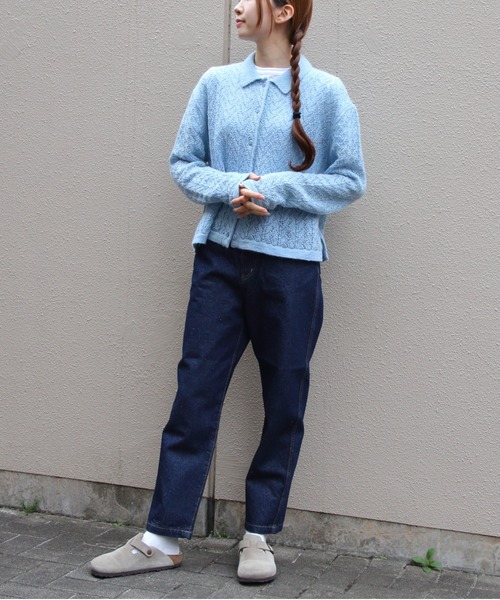 MEYAME(メヤメ)の「MEYAME/メヤメ ウールレースニットカーディガン WOOL LACE KNIT CARDIGAN MEY-2527(カーディガン/ボレロ・レディース・オレンジ/ブルー・FREE)」の8枚目の写真