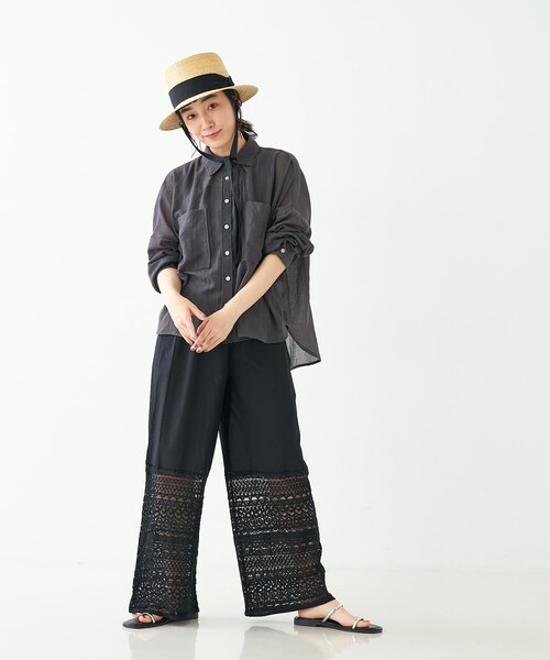 collex(コレックス)の「レースクロップドイージーパンツ(その他パンツ・レディース・ホワイト/ブラック・フリー)」の5枚目の写真