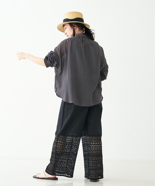 collex(コレックス)の「レースクロップドイージーパンツ(その他パンツ・レディース・ホワイト/ブラック・フリー)」の7枚目の写真