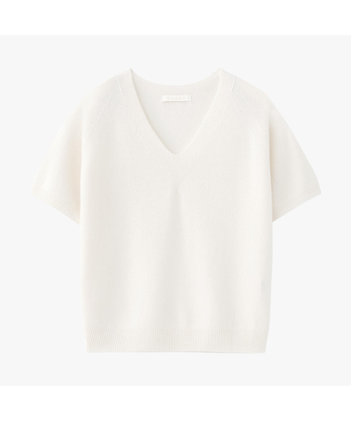 SUARE WOMEN(スアレウーマン)の「(ウィメンズ)カシミヤ10 ウール90 ホルガ Vネック ハーフニット - 6カラー(ニット/セーター・レディース・ネイビー/ライトグレー/ベージュ/ブラック/ミント/アイボリー・SMALL/MEDIUM)」の1枚目の写真