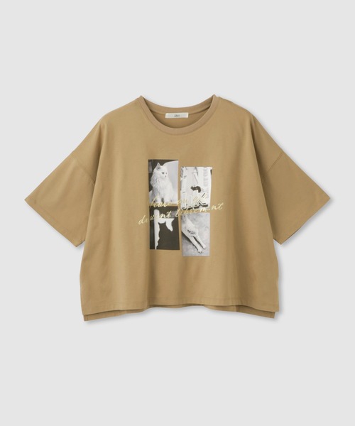 Mac-House（マックハウス）の「Idnes CatフォトコラージュTシャツ（Tシャツ/カットソー・レディース・オフホワイト/ベージュ/ブラック/グレー・FREE）」の4枚目の写真