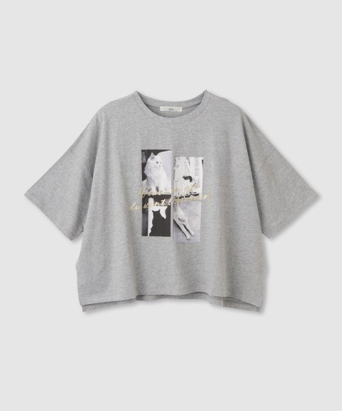Mac-House（マックハウス）の「Idnes CatフォトコラージュTシャツ（Tシャツ/カットソー・レディース・オフホワイト/ベージュ/ブラック/グレー・FREE）」の3枚目の写真