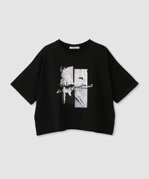 Mac-House（マックハウス）の「Idnes CatフォトコラージュTシャツ（Tシャツ/カットソー・レディース・オフホワイト/ベージュ/ブラック/グレー・FREE）」の2枚目の写真