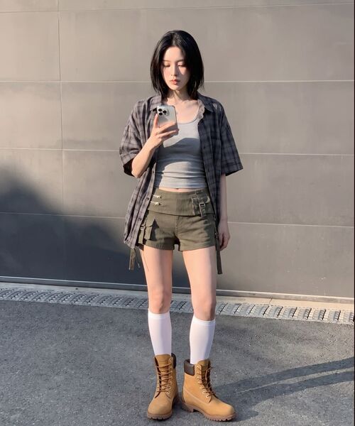 LETTERCOMO（レテルコモ）の「エアリーオーバーサイズチェック半袖シャツチャコール（シャツ/ブラウス・メンズ・その他・MEDIUM/LARGE）」の11枚目の写真