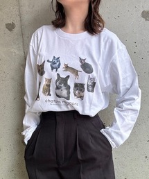 tunee（チュニー）の「ネコちゃんいっぱいロンT／長袖Tシャツ(hsyd)（Tシャツ/カットソー）」