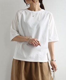 汗じみ防止加工クルーネック五分袖Tシャツ