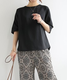 汗じみ防止加工クルーネック五分袖Tシャツ