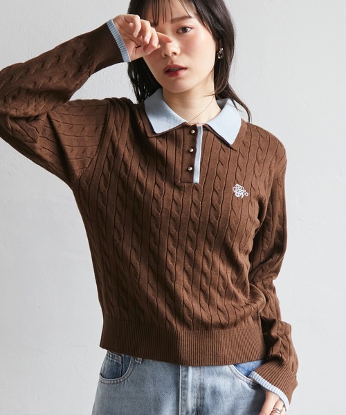 RANAN(ラナン)の「ダブルカラーニットポロ(ニット/セーター・レディース・ネイビー/グレー/ブラウン・M/LL/L)」の16枚目の写真