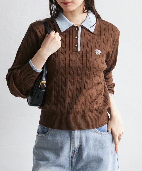RANAN(ラナン)の「ダブルカラーニットポロ(ニット/セーター・レディース・ネイビー/グレー/ブラウン・M/LL/L)」の17枚目の写真