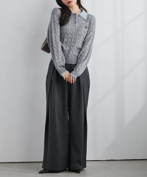 RANAN(ラナン)の「ダブルカラーニットポロ(ニット/セーター・レディース・ネイビー/グレー/ブラウン・M/LL/L)」の12枚目の写真