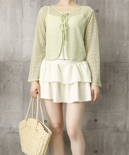 Miniministore(ミニミニストア)の「透かし編み シアーカーディガン 長袖夏服(カーディガン/ボレロ・レディース・ホワイト/ライトブルー/アイボリー/ミント・FREE)」の14枚目の写真