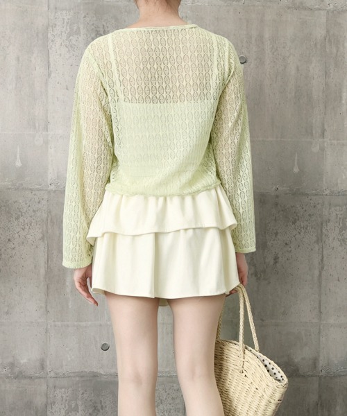 Miniministore(ミニミニストア)の「透かし編み シアーカーディガン 長袖夏服(カーディガン/ボレロ・レディース・ホワイト/ライトブルー/アイボリー/ミント・FREE)」の11枚目の写真