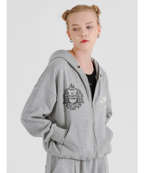 FABULOUS ARCHIVE（ファビュラスアーカイブ）の「PEGASUS CROP HOODIE ZIP-UP MELANGRAY(FCG1ZP694M)（パーカー・レディース・ライトグレー・MEDIUM）」の14枚目の写真