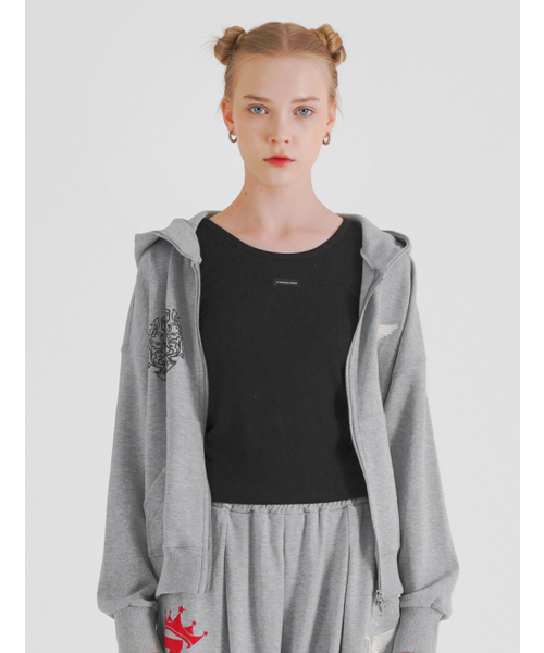 FABULOUS ARCHIVE（ファビュラスアーカイブ）の「PEGASUS CROP HOODIE ZIP-UP MELANGRAY(FCG1ZP694M)（パーカー・レディース・ライトグレー・MEDIUM）」の12枚目の写真