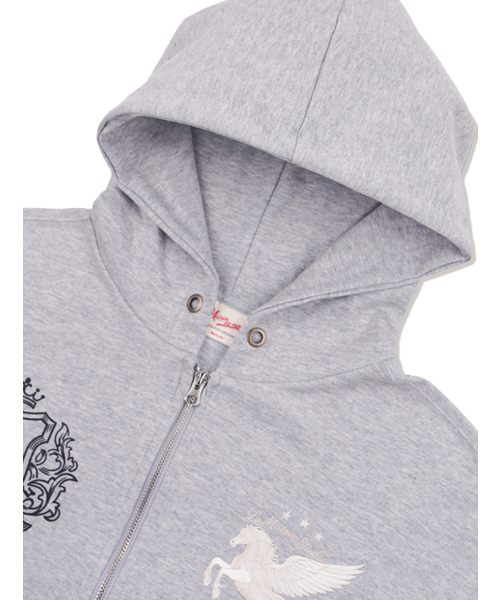 FABULOUS ARCHIVE（ファビュラスアーカイブ）の「PEGASUS CROP HOODIE ZIP-UP MELANGRAY(FCG1ZP694M)（パーカー・レディース・ライトグレー・MEDIUM）」の8枚目の写真