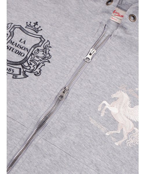 FABULOUS ARCHIVE（ファビュラスアーカイブ）の「PEGASUS CROP HOODIE ZIP-UP MELANGRAY(FCG1ZP694M)（パーカー・レディース・ライトグレー・MEDIUM）」の5枚目の写真