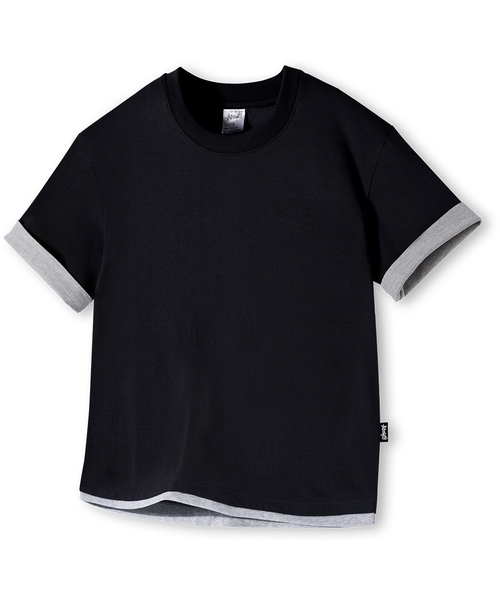 YOSEMITE(ヨセミティ)の「配色ロールアップレイヤード半袖Tシャツ YT-3Y31(Tシャツ/カットソー・メンズ・ブラック/バーガンディー・MEDIUM/LARGE/X-LARGE)」の1枚目の写真