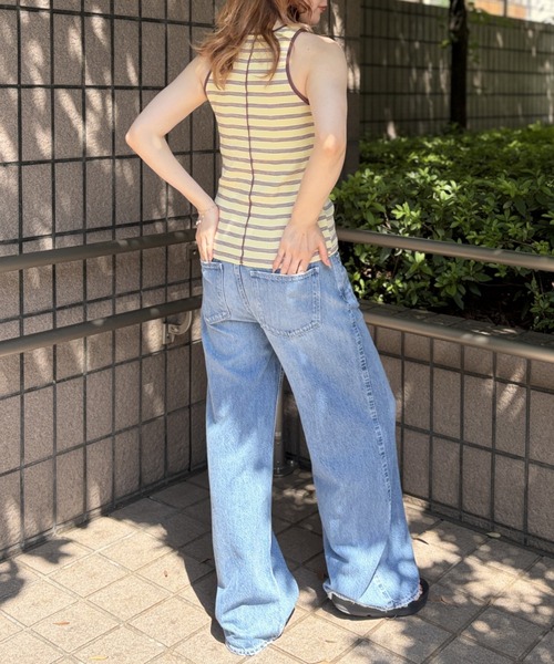 Robert P.Miller(ロバート ピー ミラー)の「【Robert P.Miller/ロバートピーミラー】Prib Slit Tank パット付きスリットタンクトップ / アメスリ / ボーダー(タンクトップ・レディース・ブラウン/ブルー/イエロー・フリー)」の19枚目の写真