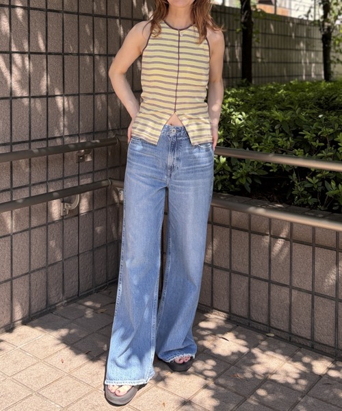 Robert P.Miller(ロバート ピー ミラー)の「【Robert P.Miller/ロバートピーミラー】Prib Slit Tank パット付きスリットタンクトップ / アメスリ / ボーダー(タンクトップ・レディース・ブラウン/ブルー/イエロー・フリー)」の18枚目の写真