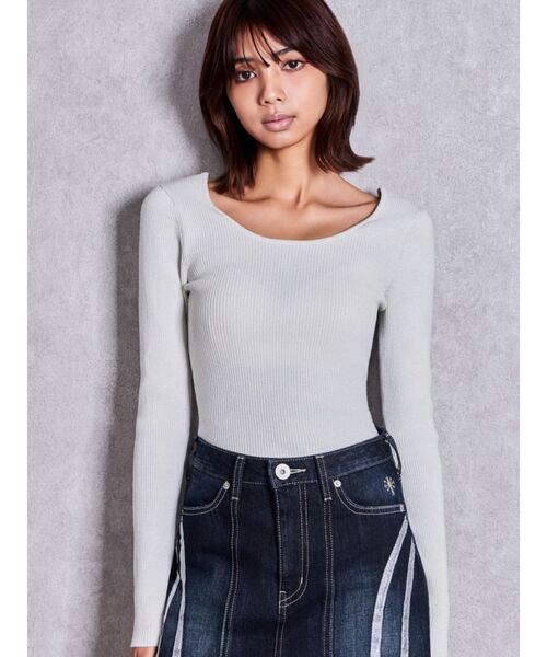GYDA(ジェイダ)の「クルーネックリブニットトップス(ニット/セーター・レディース・ブラック/グレー/オフホワイト/その他1・FREE)」の5枚目の写真