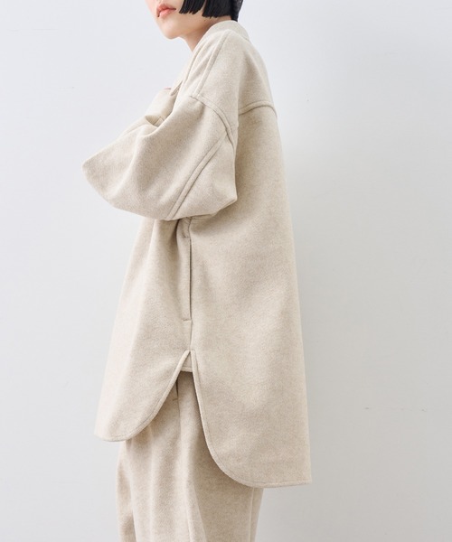 NOGLE(ノグル)の「【NOGLE/ノグル】カットメルトンシャツジャケット/サイドポケット付き(シャツ/ブラウス・レディース・アイボリー/ブラウン/グレー・FREE)」の9枚目の写真