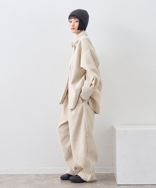 NOGLE(ノグル)の「【NOGLE/ノグル】カットメルトンシャツジャケット/サイドポケット付き(シャツ/ブラウス・レディース・アイボリー/ブラウン/グレー・FREE)」の12枚目の写真