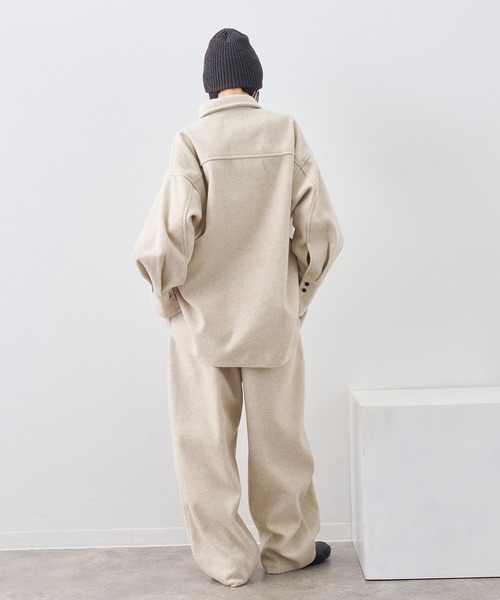 NOGLE(ノグル)の「【NOGLE/ノグル】カットメルトンシャツジャケット/サイドポケット付き(シャツ/ブラウス・レディース・アイボリー/ブラウン/グレー・FREE)」の17枚目の写真