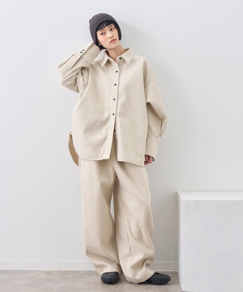 NOGLE(ノグル)の「【NOGLE/ノグル】カットメルトンシャツジャケット/サイドポケット付き(シャツ/ブラウス・レディース・アイボリー/ブラウン/グレー・FREE)」の11枚目の写真