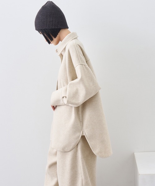 NOGLE(ノグル)の「【NOGLE/ノグル】カットメルトンシャツジャケット/サイドポケット付き(シャツ/ブラウス・レディース・アイボリー/ブラウン/グレー・FREE)」の15枚目の写真