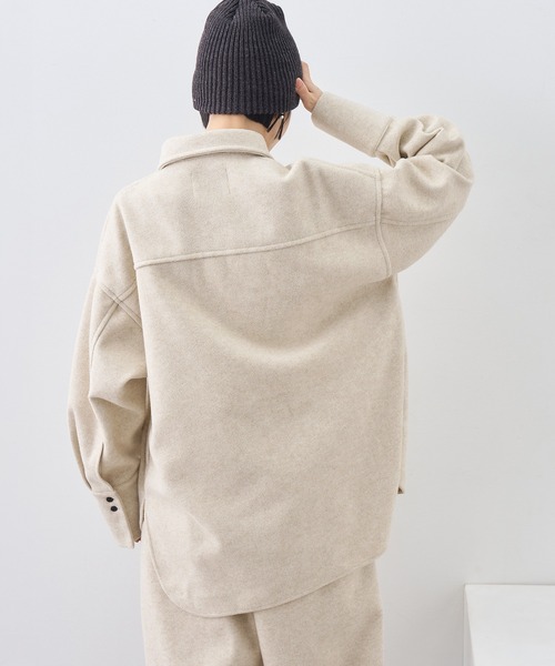 NOGLE(ノグル)の「【NOGLE/ノグル】カットメルトンシャツジャケット/サイドポケット付き(シャツ/ブラウス・レディース・アイボリー/ブラウン/グレー・FREE)」の10枚目の写真