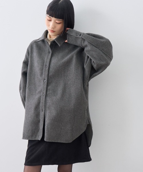 NOGLE(ノグル)の「【NOGLE/ノグル】カットメルトンシャツジャケット/サイドポケット付き(シャツ/ブラウス・レディース・アイボリー/ブラウン/グレー・FREE)」の19枚目の写真