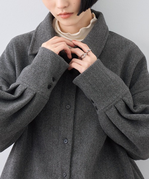 NOGLE(ノグル)の「【NOGLE/ノグル】カットメルトンシャツジャケット/サイドポケット付き(シャツ/ブラウス・レディース・アイボリー/ブラウン/グレー・FREE)」の22枚目の写真