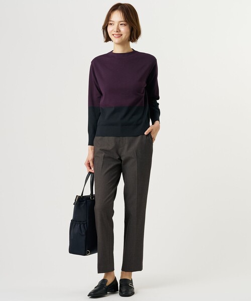 J.PRESS(ジェイプレス)の「【定番人気・セットアップ対応】T/R アルガンシルク テーパード パンツ(その他パンツ・レディース・ダークブラウン系/ネイビー系1・9/11/13/7)」の5枚目の写真