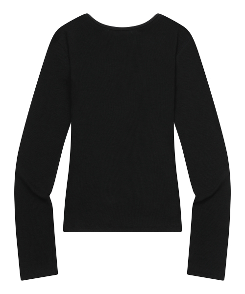 MUCENT（ムセント）の「ルエブ スクエアネックリブ長袖Tシャツ (4カラー)（Tシャツ/カットソー・レディース・ブラック/ホワイト/グレー/チャコール・FREE）」の9枚目の写真