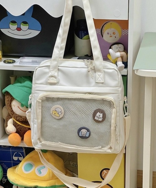 VIBGYOR(ヴィブジョー)の「oshipic/推し活 2WAY ショルダーバッグ トートバッグ クリアポケット 缶バッジ トレカ収納 S0069(トートバッグ・レディース・ブラック/ホワイト/ブルー/グリーン・FREE)」の7枚目の写真