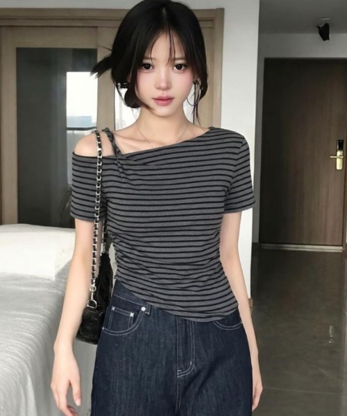 semplice(センプリチェ)の「Tシャツ【韓国ファッション】(Tシャツ/カットソー・レディース・グレー・F)」の8枚目の写真