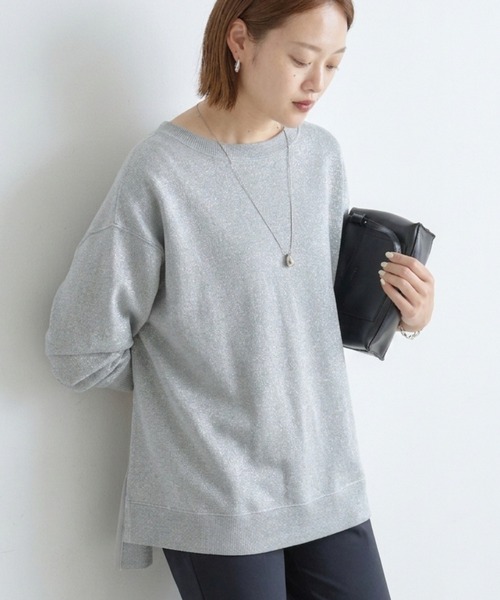 qualite scape(カリテ スケープ)の「ラメ裏毛プルオーバー(Tシャツ/カットソー・レディース・グレー/ブラック・フリー)」の1枚目の写真