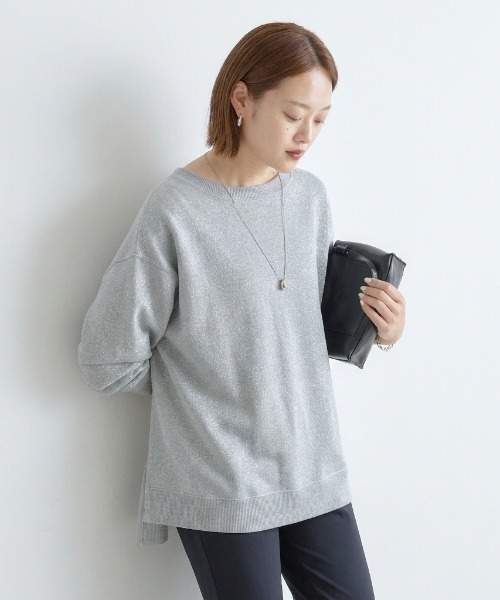 qualite scape(カリテ スケープ)の「ラメ裏毛プルオーバー(Tシャツ/カットソー・レディース・グレー/ブラック・フリー)」の13枚目の写真